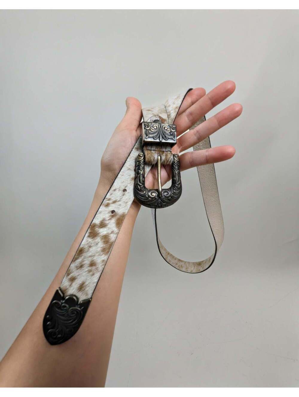 Y2K cowhide real leather western belt